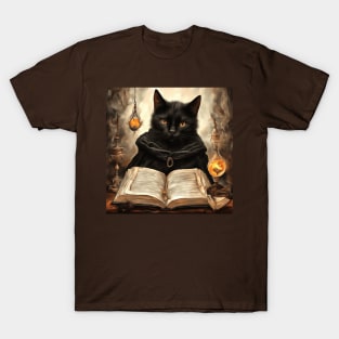 The Curious Black Cat Book of Magic T-Shirt